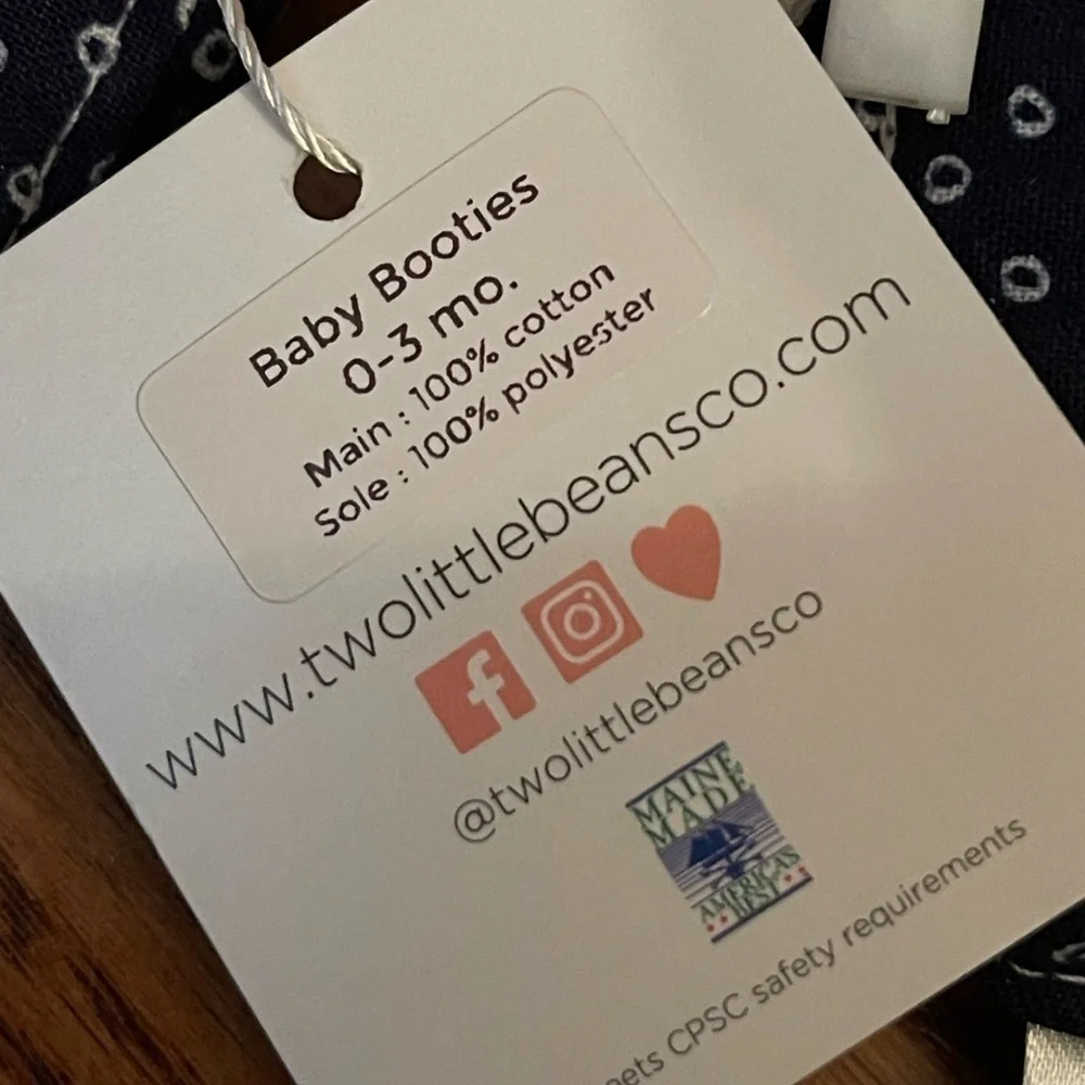 Two Little Beans & Co Baby Booties 0-3 Months Maine Made New